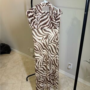 Zara Zebra Print Dress - Brown and White